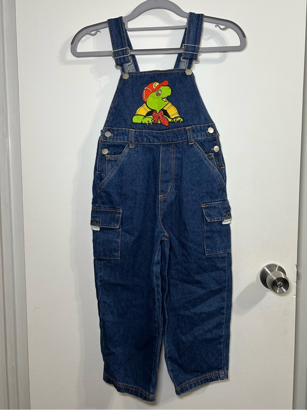 Franklin the Turtle Vintage Rare Denim Embroidered Boys Overall 100% Cotton